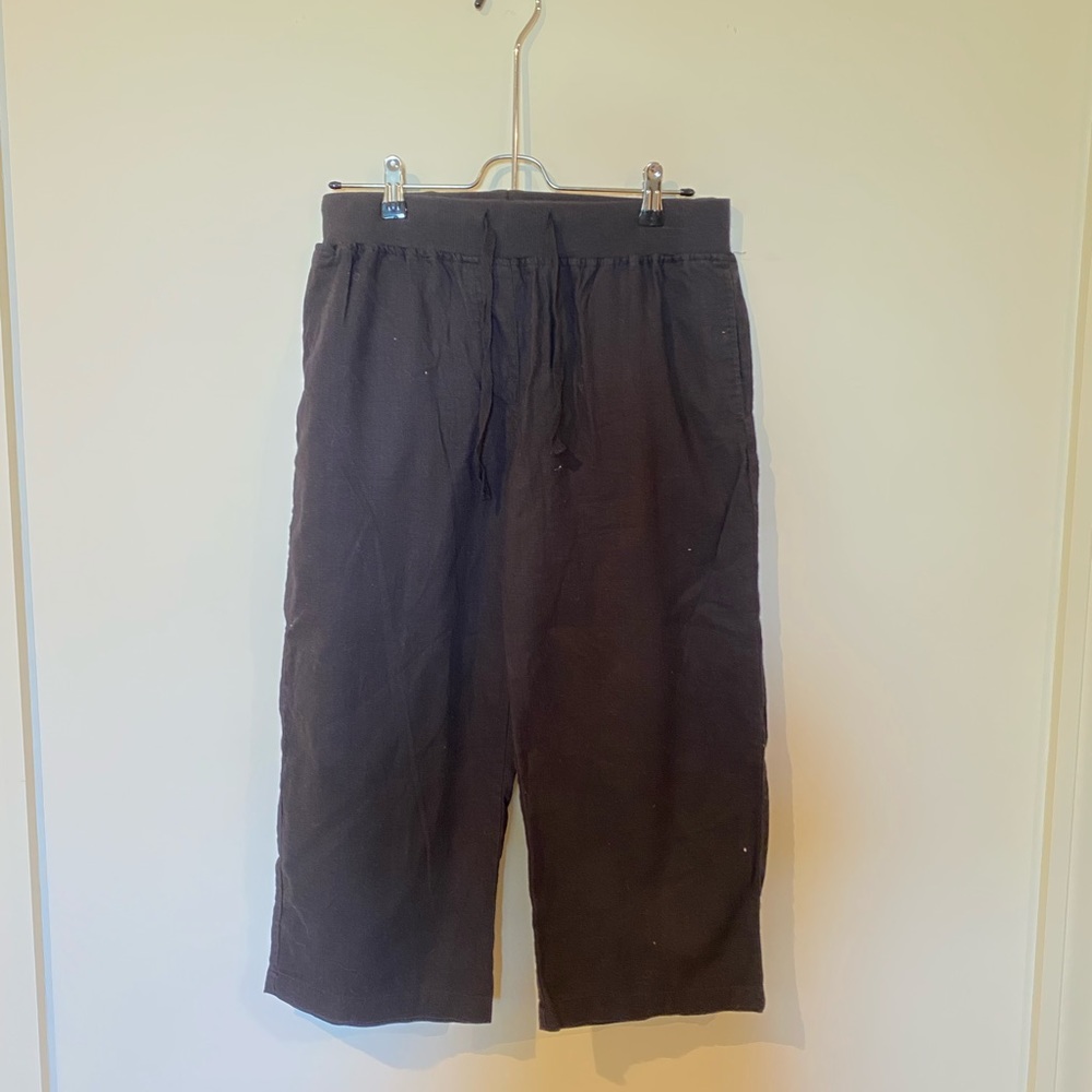 black wide leg linen pants